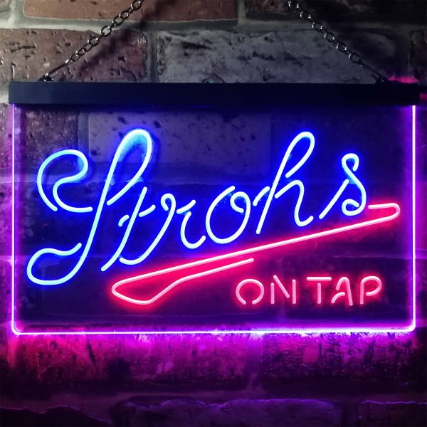 Strohs On Tap Dual LED Neon Light Sign